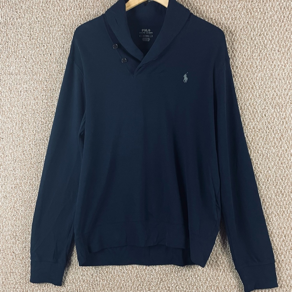Polo Ralph Lauren Sweater Men M Dark Academia Shawl Collar Cardigan Grandpa T525